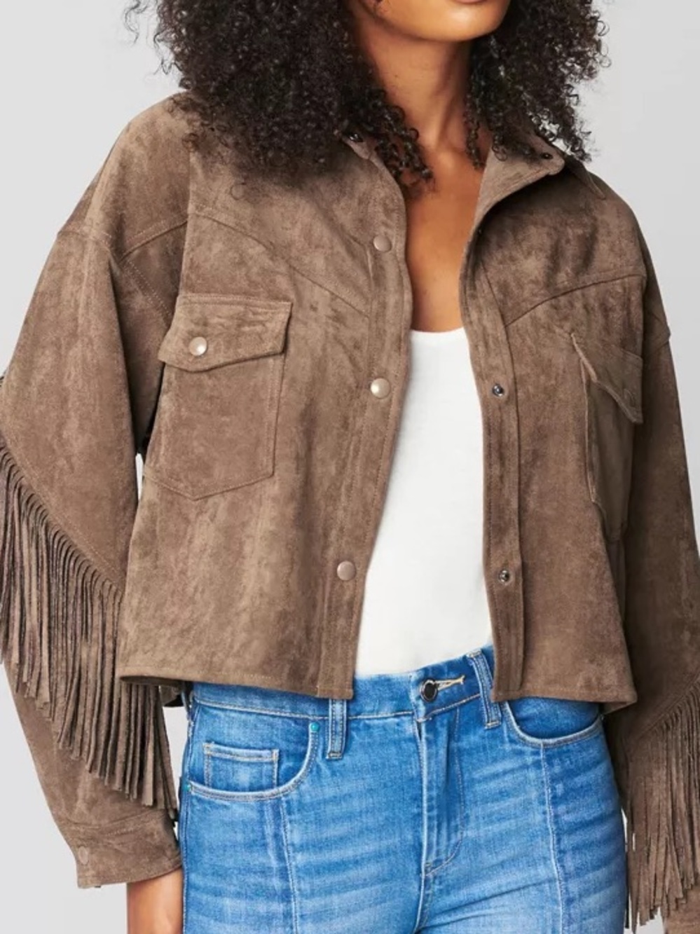 BlankNYC vegan suede fringe jacket Size Small